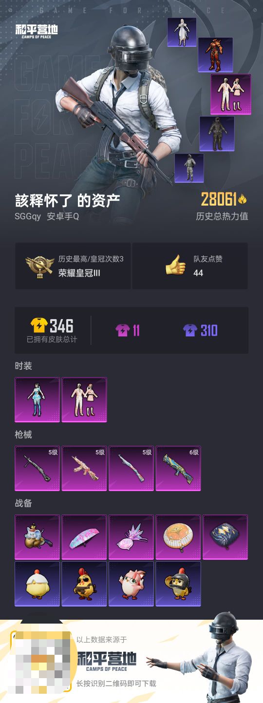 和平精英账号安卓QQ0载具-54套装-109枪皮-【】【商品标题】：安卓 手Q-2粉装-4特效枪-0载具-28061热力