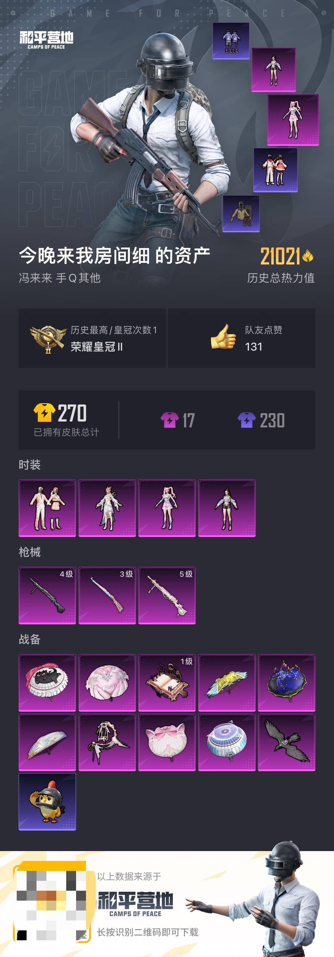 和平精英账号安卓QQ0载具-56套装-74枪皮-【】【商品标题】：安卓 手Q-4粉装-3特效枪-0载具-21021热力值